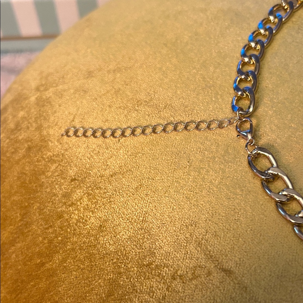 Silver Flat Chain Choker NWOT - Picture 2 of 7